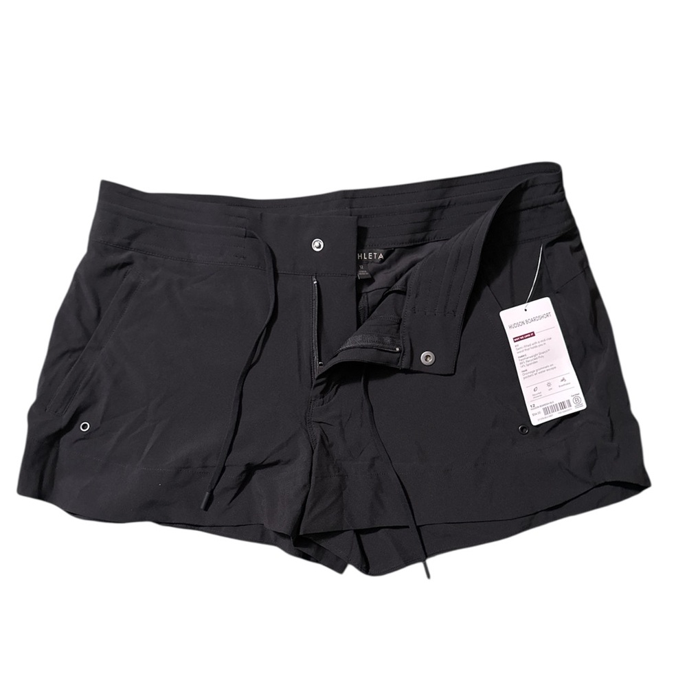 Athleta Hudson Board Short Womens 12 Black Stretch Drawstring NWT